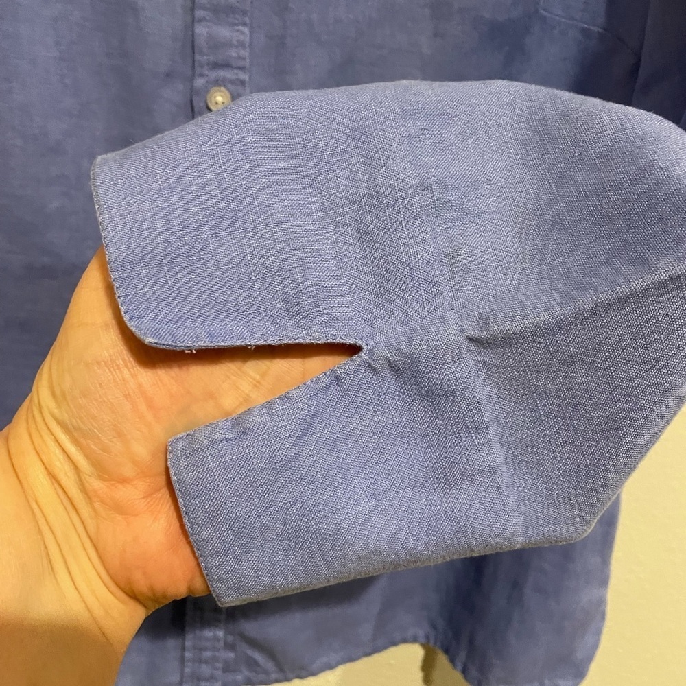 Talbots periwinkle button down shirt. 100% Linen - Picture 3 of 5